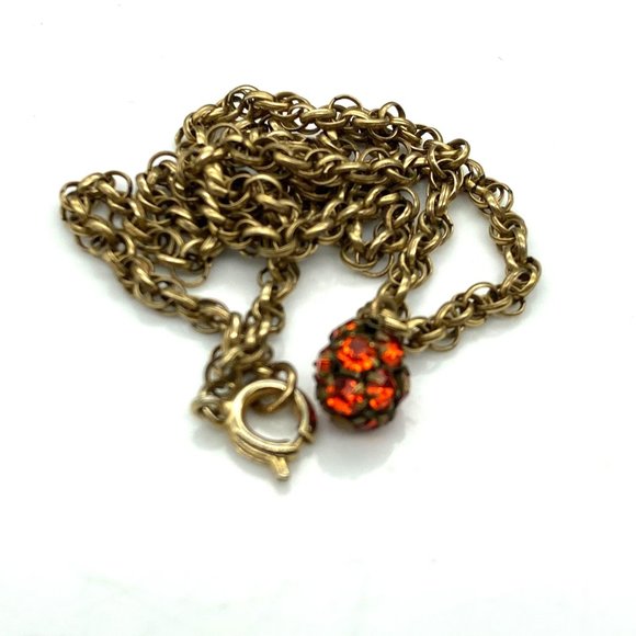 Vintage Prong Set Crystal Encrusted Sphere Pendant Necklace Roundette Disco Ball - Picture 2 of 5